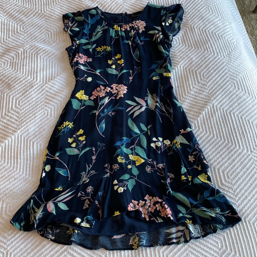 Banana Republic Midnight Blue Patterned Dress Size 00 Petite
